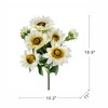 Gulches 4 Pack Artificial Cream Sunflower Bush - 10.2x11x18.9 Inch Lifelike Faux Floral, 90% Polyester & Wire Stems - 2 of 4