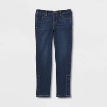 Girls' Mid-rise Knit Waist Pull-on Skinny Jeans - Cat & Jack™ Dark Wash 14  : Target
