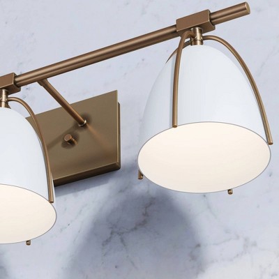 Aubrey 3-Light Gold Brass and White Farmhouse Vanity Fixture