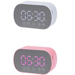 REGALWOVEN 2 Pcs Digital Mirror FM Radio Speaker Small Dual Alarm Clock 3.3 x 2 x 1.6 Inches - 1 of 4