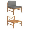 vidaXL Garden Middle Sofa with Dark Gray Cushions - Solid Teak Wood Outdoor Furniture - 2 of 4