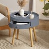 Gulches 18"H Nightstand with Storage Drawer & Oak Legs Bedside Table, Sofa Side Coffee Table for Bedroom, Living Room,Gray - 3 of 4