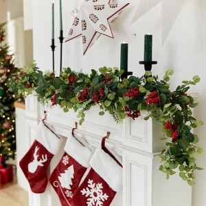 6FT Christmas 144 Branch Tips Cedar Garlands, Artificial Pine Cypress Greenery Garland - 1 of 4