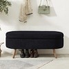 Itopfox Elegant Oval Entryway Bench with Wood Legs, Upholstered Cozy Teddy Fabric Storage Ottoman for Living Room & Bedroom - 3 of 4