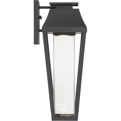 Matte Black LED Outdoor Wall Lantern with Clear Seeded Glass
