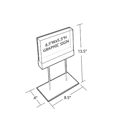 Small Clear Acrylic Block Sign Holder with Chrome Stand for Counter