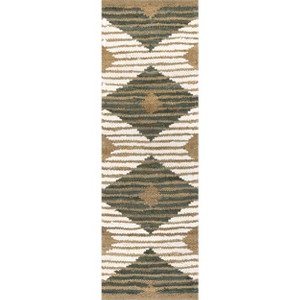 Nuloom Hand Braided Marla Denim And Jute Diamonds Indoor Area Rug - 1 of 4