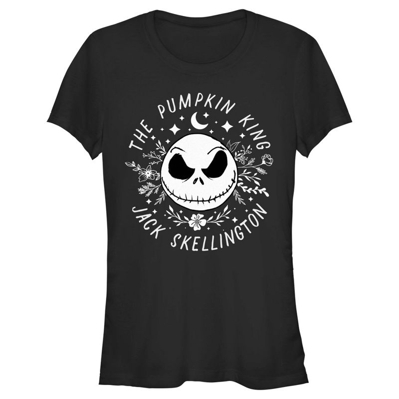 Juniors Womens The Nightmare Before Christmas The Pumpkin King Face T-Shirt, 1 of 5