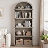 5 Shelf Arched Bookshelf Bookcase Tall Bookcase Farmhouse Display Storage Rack Wooden Bookshelves - 3 of 4