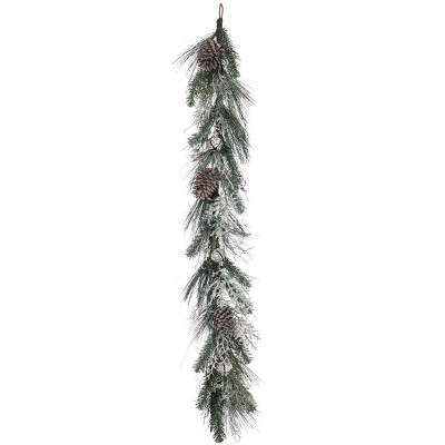 Sullivans Artificial Flocked Pine with Bells Garland 60"L Green