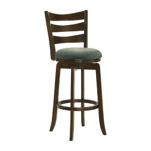 Simple Relax Upholstered Pub Height Stool with Ladder Back in Dark Cherry and Hunter Green - 1 of 4