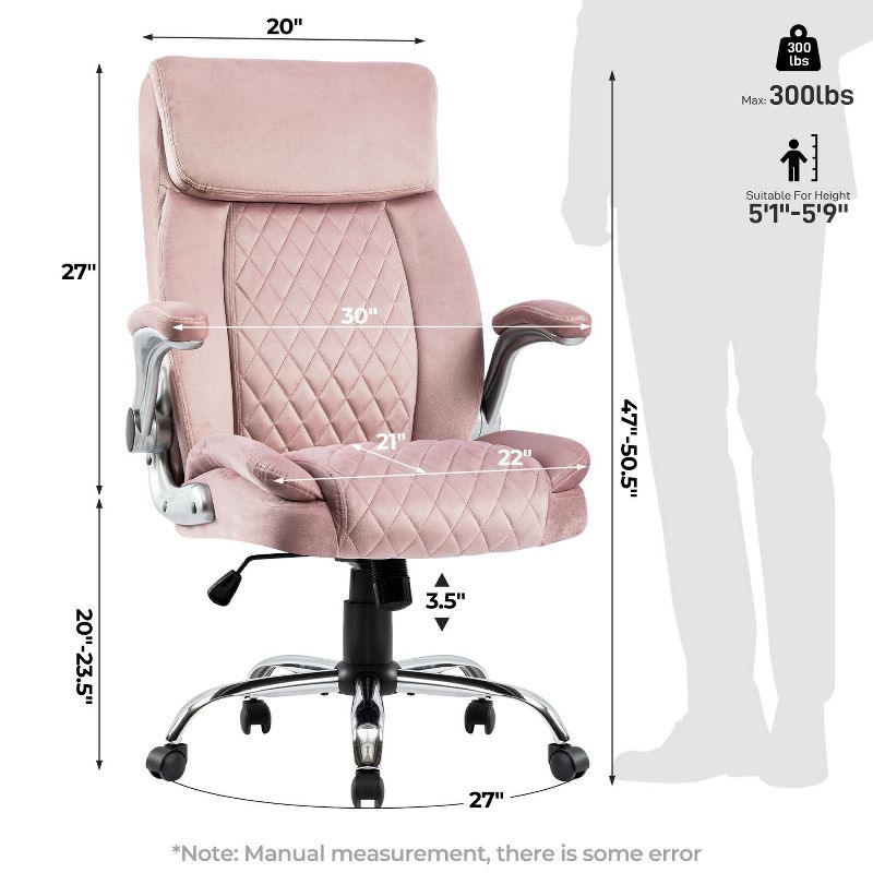 Swivel Office Room Chair Executive Desk Chair Velvet, Office Executive Chair High Back Adjustable Managerial Home Desk Chair-The Pop Home, 4 of 10