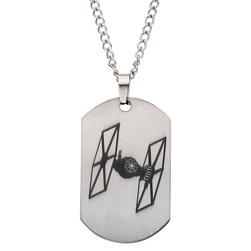 Men's Star Wars The Force Awakens Tie Fighter Laser Etched Stainless Steel  Dog Tag Pendant With Chain (22) : Target