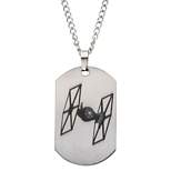 Men's Star Wars The Force Awakens Tie Fighter Laser Etched Stainless Steel Dog Tag Pendant with Chain (22")