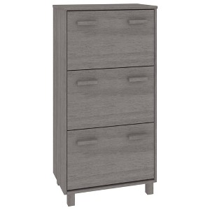 vidaXL Shoe Cabinet Light Grey Solid Pine Wood, Engineered Wood, Plastic Medium - Light Gray - 1 of 4