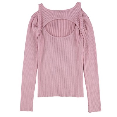 bar III Womens Cutout Ribbed Pullover Sweater