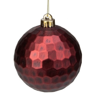 Melrose 2ct Burgundy Red Hexagonal textured Shatterproof Matte Christmas Ball Ornaments 5.5" (140mm)