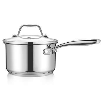NutriChef Lid for 3-Quart Saucepan - Stainless Steel Kitchen Cookware Cover  w/ Stylish Golden PVD Handle, Fits 7.09” Pot Inner Size, Works with Model