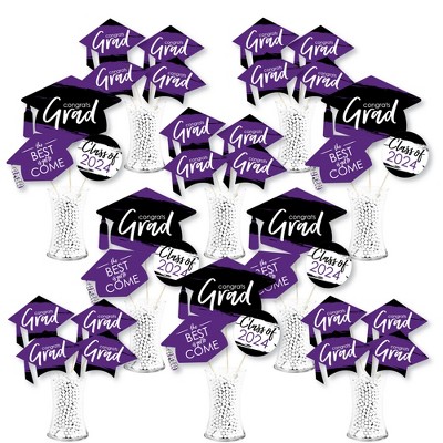 2024 Purple Grad Celebration Centerpiece Kit - 35 Double-Sided Cutouts
