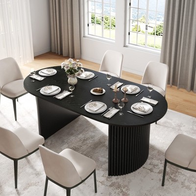 SpassWay 30"H Fashion Wooden Table Suitable for Kitchen Conference and Gaming Use with Double Pedestal Black/Walnut/Natural Wood