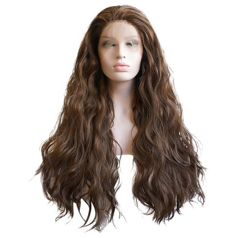 Unique Bargains Long Fluffy Curly Wavy Lace Front Wigs Women s