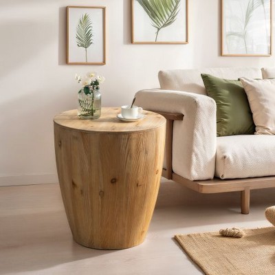 CENGHU 21.06" Vintage Style Bucket Shaped Coffee Table Set with Storage, Modern Round Side Table, Tea Table, Nightstand for Living Room, Bedroom