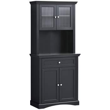 HOMCOM 71" Traditional Freestanding Kitchen Buffet with Hutch, Pantry Cabinet with 4 Doors, 3-Level Adjustable Shelves, and 1 Drawer