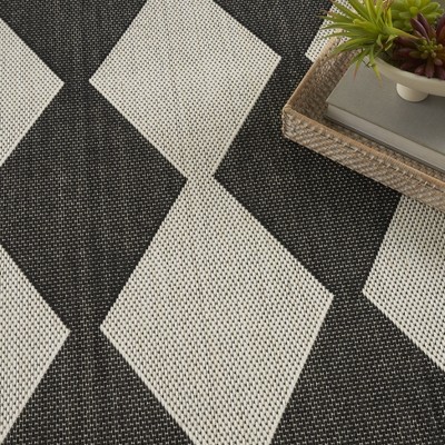 Positano Black and White Diamond 8' x 10' Outdoor Rug