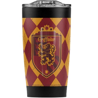 Harry Potter Gryffindor Plaid Crest Steel Tumbler 20oz Coffee Travel Mug