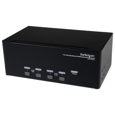 StarTech 4 Port Triple Monitor DVI USB KVM Switch with Audio & USB 2.0 Hub