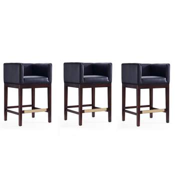 Set of 3 Kingsley Upholstered Beech Wood Counter Height Barstools - Manhattan Comfort