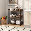 Tangkula 2 PCS 3-Tier Metal Frame Corner Bookcase w/Adjustable Shelves Rustic Brown - 3 of 4