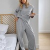 Anna-Kaci Lounge Women's Long Sleeve Relaxed Top and Wide Leg Pants Two-Piece Loungewear Set - 2 of 4