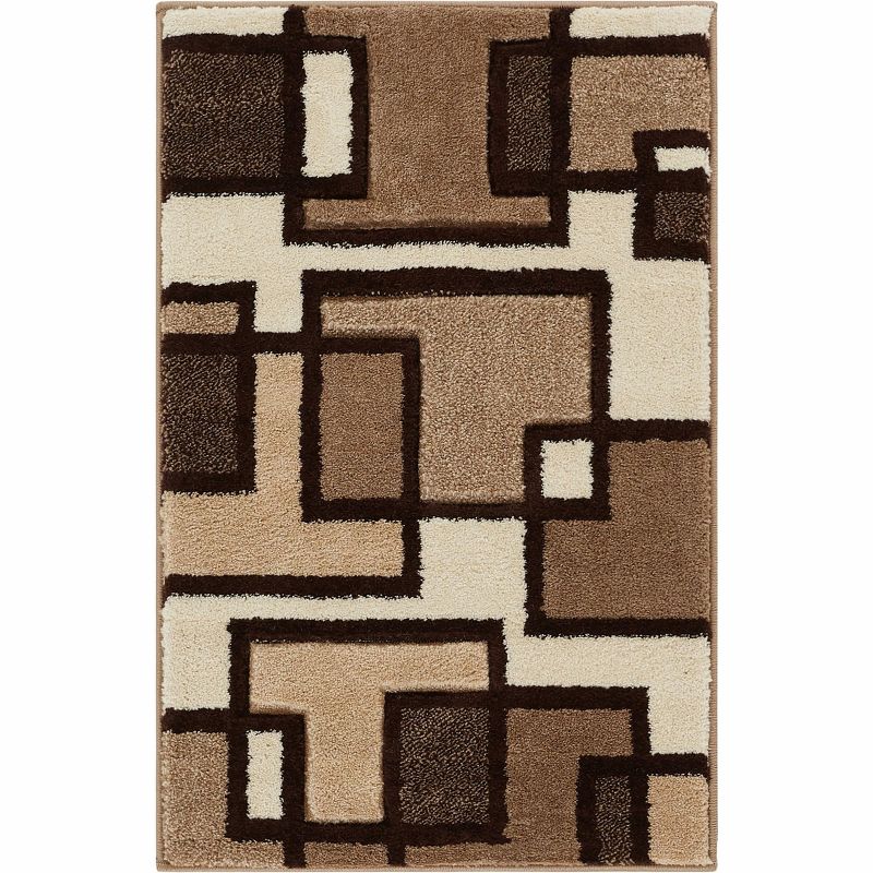 Uptown Squares Modern Geometric Comfy Casual Hand Carved Abstract Boxes Contemporary Thick Soft Plush Area Rug, 1 of 5