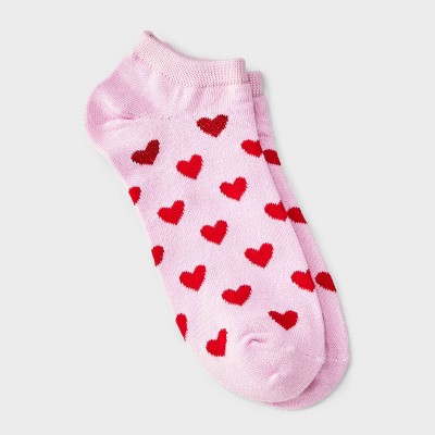 Women's Hearts Valentine's Day Low Cut Socks - Pink/Red 4-10