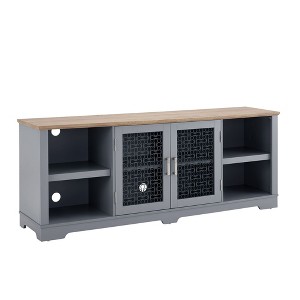 NicBex TV Stands for 80 inch TV,Farmhouse Entertainment Center with Cabinets and Open Shelves,TV Console for Living Room, Bedroom, Home,Light Blue - 1 of 4