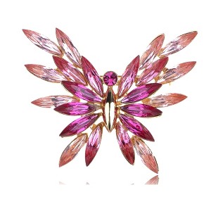 Anna-Kaci Golden Tone Shine Rose Pink Crystal Butterfly Insect Brooch Pin - Multicolor - 1 of 4