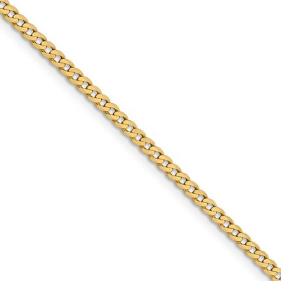 Black Bow Jewelry 2.25mm 14k Yellow Gold Solid Beveled Curb Chain Necklace