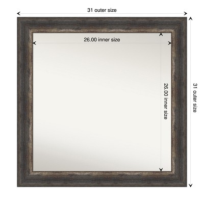 Bark Rustic Char 31" Square Non-Beveled Wall Mirror