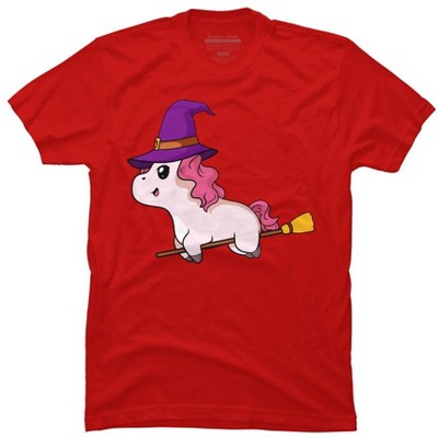 Men's Design By Humans Witch Unicorn Halloween T Shirt By thebeardstudio T-Shirt
