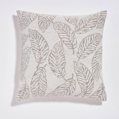 20"x20" Palm Leaves Jacquard Reversible Throw Pillow Ivory - Sure Fit