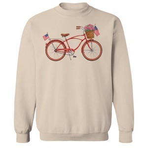 Rerun Island Men's American Bicycle Americana 4Th Of July Long Sleeve Graphic Cotton Pullover Sweatshirt - 1 of 4