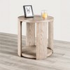Lirago Round End Table with Open Storage Oak Finish - Modern Accent Table for Living Room 24"H x 24"D x 24"W - 2 of 4