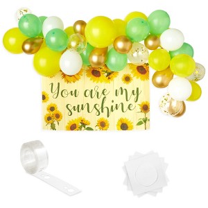Sparkle and Bash 75 Piece Set Sunflower You are My Sunshine Banner & Garland Arch Balloons for Baby Shower Party Decorations - 1 of 4
