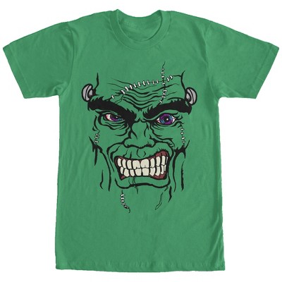 Men's Lost Gods Halloween Frankenstein Monster Face T-shirt - Kelly ...