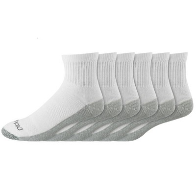 Dickies Men's 6pk Dri-Tech Quarter Socks - White 6-12: Cotton Blend, Midweight, Tagless, Machine Washable, Knit Construction