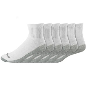 Dickies Men's 6pk Dri-Tech Quarter Socks - White 6-12: Cotton Blend, Midweight, Tagless, Machine Washable, Knit Construction - 1 of 1