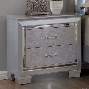 NicBex 2 Drawer Crocodile-Textured Nightstand,Bedside Table with LED Light for Bedroom,Living Room - 1 of 4