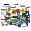 Skirfy Dinosaur Race Track Playset with Large Map, 4 Dino Pull Back Cars, Garage Parking Adventure Toy, green - 3 of 4