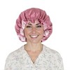 Anna-Kaci Satin Sleep Bonnet Double Layer Ruffled Edge Reversible Silky Cap - 2 of 4
